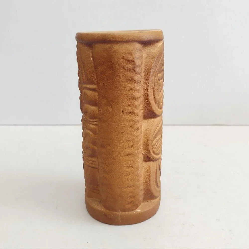 Vintage Ceramic Pottery Tiki Mug Cup Mendez Ruiz Aztec God Guatemala